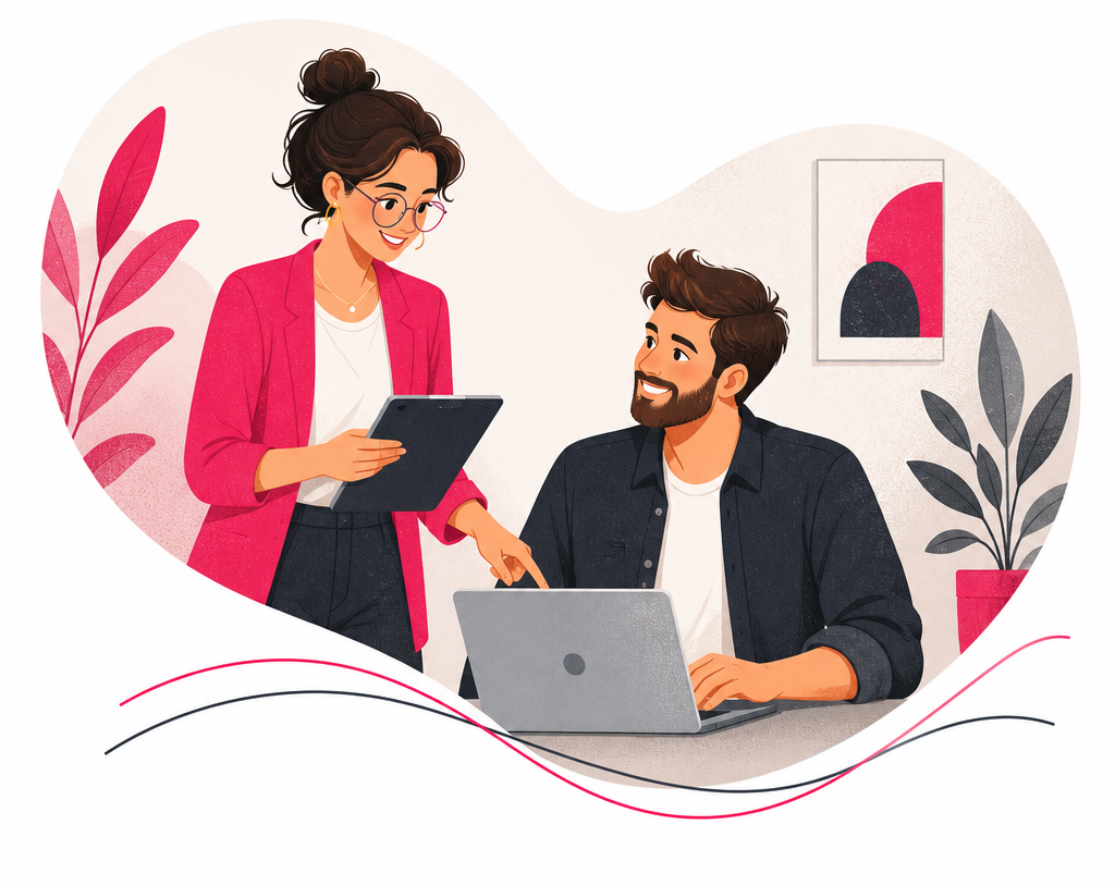 Digital marketing team planning connected growth